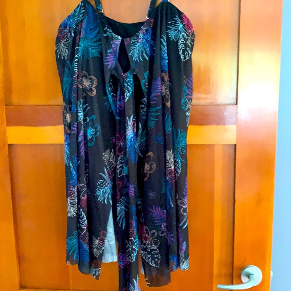 One Piece Swim Dress with Overlay that Flows